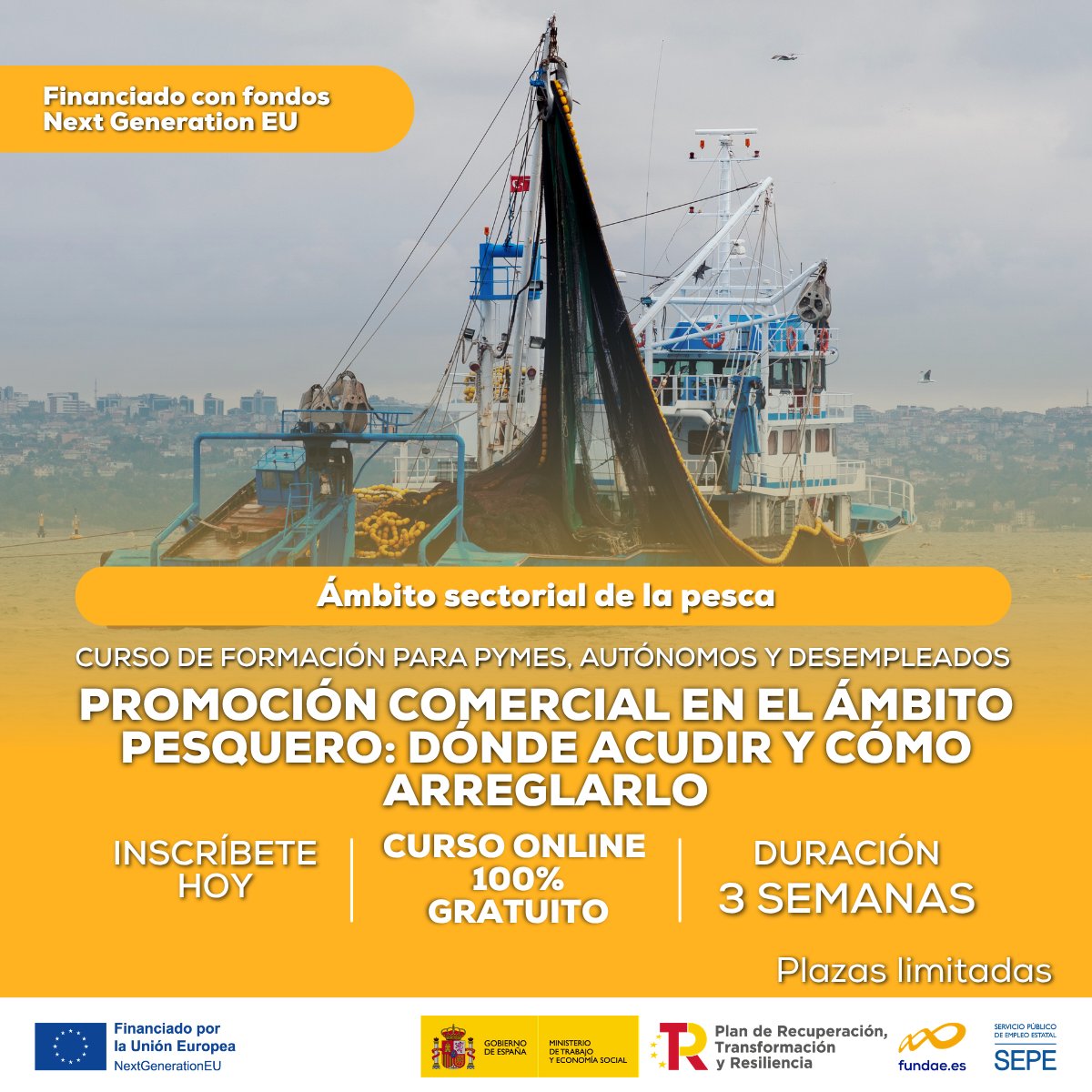 trackglobalsolu's tweet photo. 🐟🌍 Participar en ferias o acciones comerciales no garantiza resultados. Saber cómo prepararlas y aprovecharlas, sí.

En el sector pesquero, la promoción internacional requiere planificación, diferenciación y conocimiento de los canales adecuados para ganar visibilidad y generar oportunidades reales de negocio.

🖊️ Por ello, junto a @Fundae_es , lanzamos el curso “Promoción comercial en el ámbito pesquero: dónde acudir y cómo aprovecharlo”, una formación gratuita financiada por el Plan de Recuperación, Transformación y Resiliencia (Fondos Next Generation EU).

📌 Un programa orientado a ayudar a empresas y profesionales del sector del mar a reforzar su estrategia comercial internacional:
✅ Comprensión del comprador profesional (B2B)
✅ Herramientas y materiales de promoción comercial
✅ Plataformas digitales y estrategias de visibilidad técnica
✅ Preparación y aprovechamiento de ferias y misiones comerciales
✅ Programas, organismos y recursos de apoyo al sector
✅ Técnicas de posicionamiento y storytelling aplicado a productos del mar

💡 El curso aporta herramientas prácticas para mejorar la presencia internacional de las empresas, optimizar acciones promocionales y construir un plan comercial más sólido y medible.

📅 Matrícula abierta
⏱️ 30 horas
💻 Teleformación
🎓 Formación financiada con fondos europeos

👉 Más información e inscripciones: https://t.co/FG4H5hkC6B

#SectorPesquero #Internacionalización #PromociónComercial #ComercioExterior #Pesca #Acuicultura #NextGenerationEU #FUNDAE