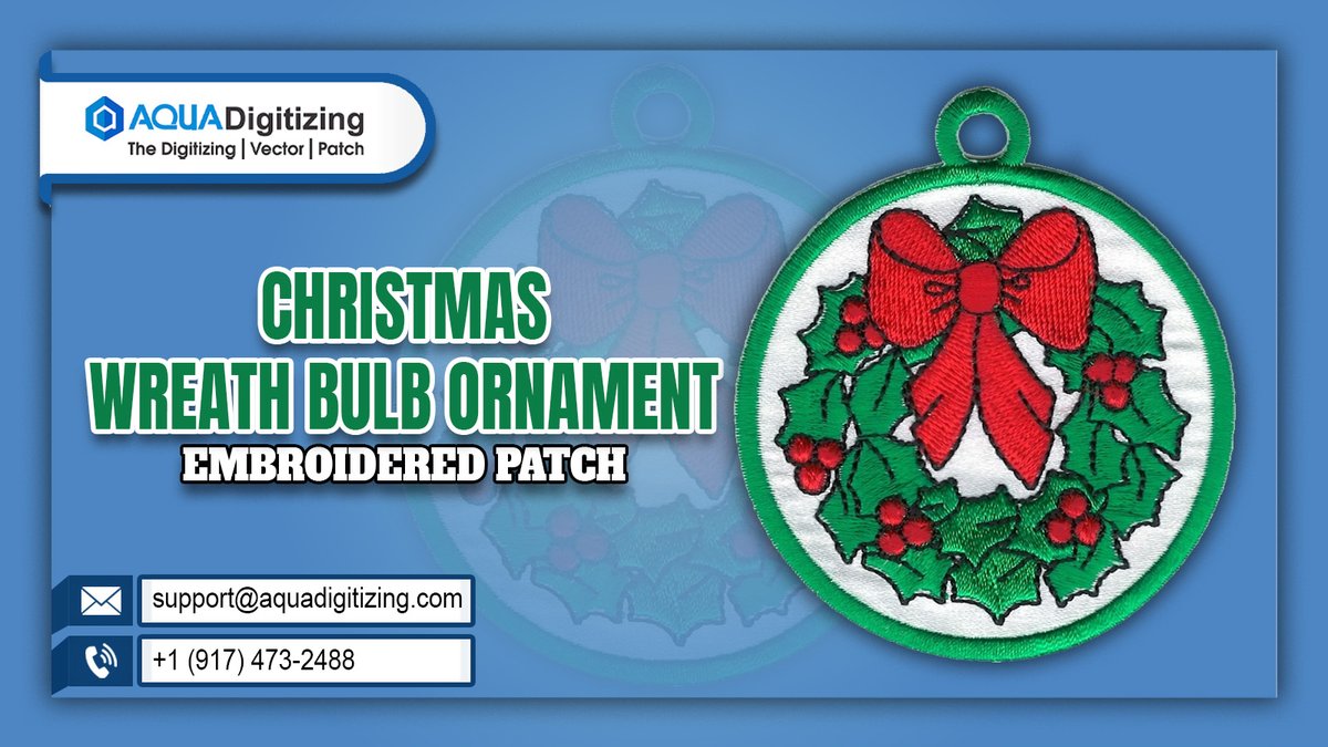Aquadigitizing's tweet photo. Christmas Wreath Bulb Ornament Embroidered Patch
 
Celebrate the holiday season with this festive embroidered patch featuring a classic Christmas wreath adorned with colorful bulbs. Crafted with vibrant threads and durable stitching, it’s perfect for
 
https://t.co/CQah7QYlAm https://t.co/GVlfxRVnZd