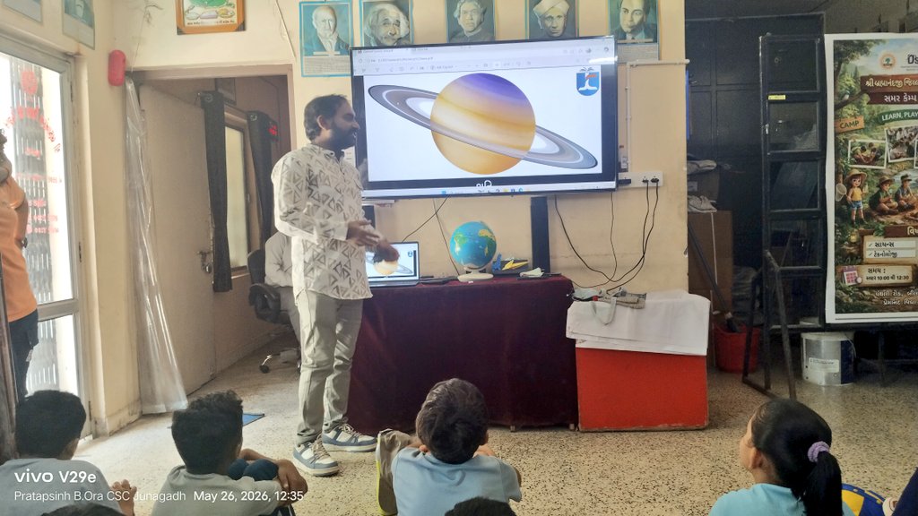 CscJunagadh's tweet photo. Day 24 of the workshop focused on #BasicScience &amp; its role in #EverydayLife.We explored #meteors #stars #planets &amp; their formation.Session ended with an #interactive Q&amp;A where #students cleared their doubts &amp; shared their #curiosity about the universe.#understanding
@InfoGujcost https://t.co/ItwUBrRKWs
