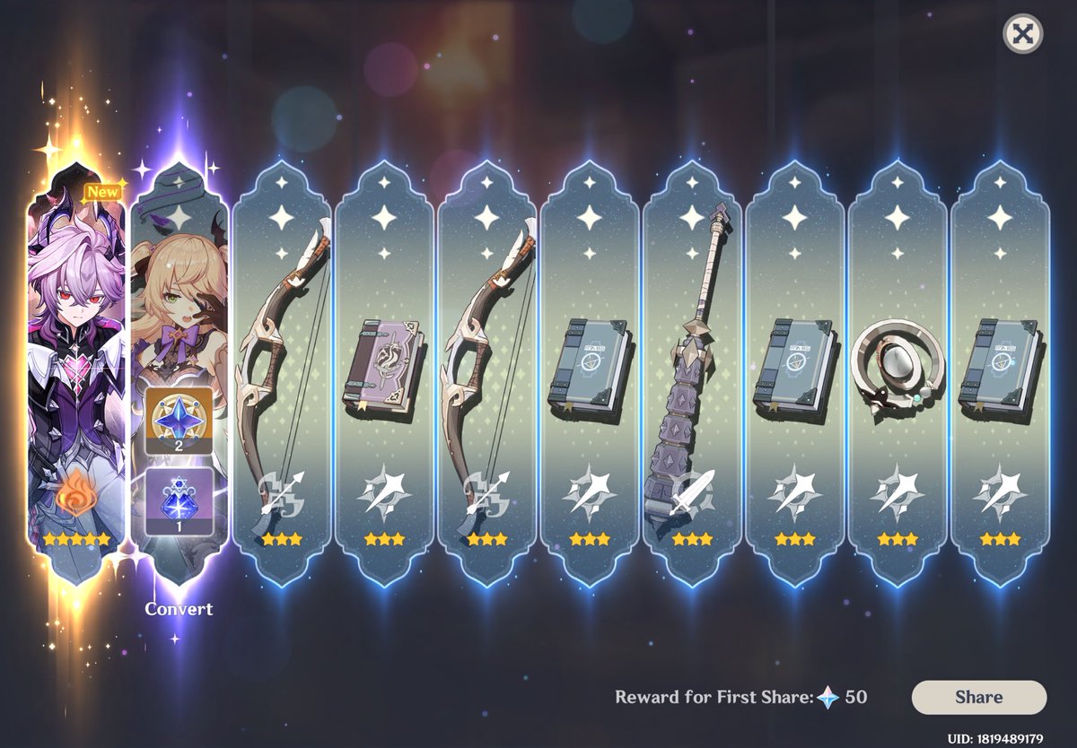 Arisackerman1's tweet photo. I won my 50/50 but also lost my 50/50 on Nicole weapon 💔 https://t.co/hpEH2HZWmd