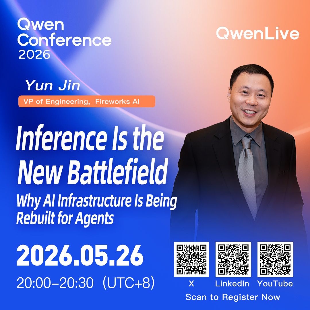 alibaba_cloud's tweet photo. AI Key Frames — your front-row access to Qwen Live.
The biggest model won't win the AI race — the fastest system will. Yun Jin, VP of Engineering at Fireworks AI, explains why inference has become the real battleground, and how the cloud is being rebuilt for the age of agents.