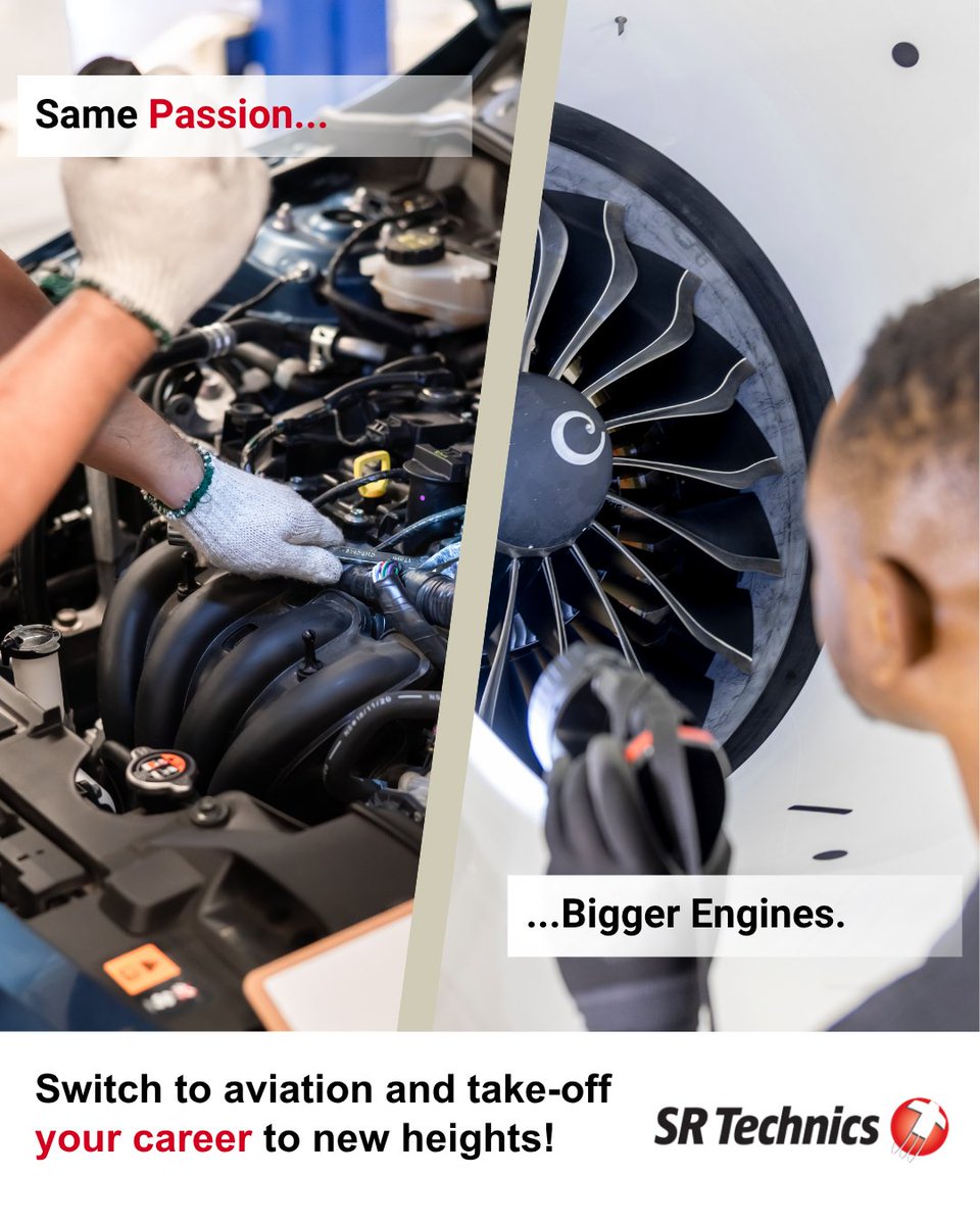 SRTechnics's tweet photo. Your journey in aviation starts here!✈️

Join SR Technics as an Engine Mechanic and be part of a team where expertise meets precision and passion powers everything we do.

📍 Swiss precision. 90+ years of excellence.

 #AviationTech #Mechanic #SwissMRO #SRTechnics #SRTechnicsCareers