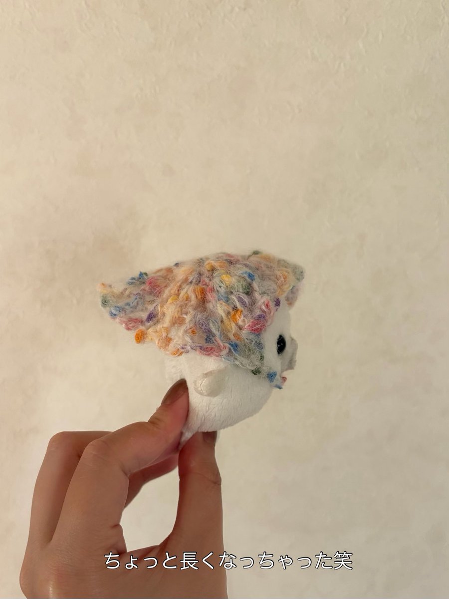 srn__camera's tweet photo. スリコのモヘヤ糸で編んだよ〜🧶 https://t.co/cooGUhRiWW