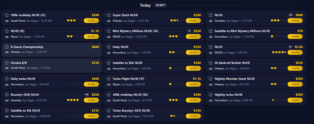 MyPokerSeries's tweet photo. Today marks the start of the WSOP ❤️ with 2 bracelet events (the $550 Mini Mystery Million &amp; the NLHE $5K, rated 4.5 ❤️ on MyPokerSeries).
But that's just the tip of the iceberg — 20 MTT total across the series today:
4 at the South Point (incl. Omaha 8/B) .../... https://t.co/deIx7gl5N4