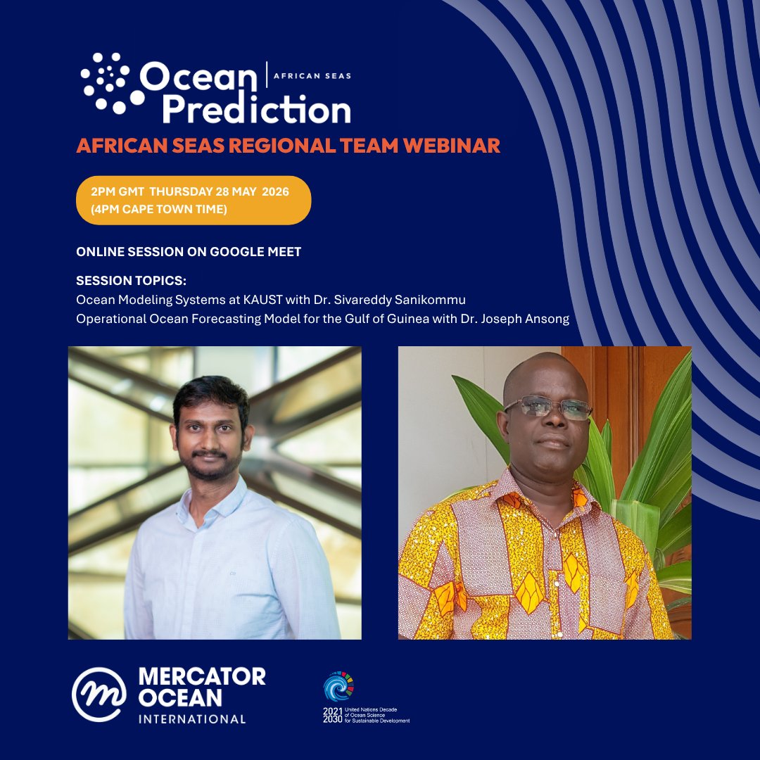 OceanPrediction's tweet photo. Join us this Thursday for the OceanPrediction DCC African Seas Regional Team's first webinar of 2026.  

More information: https://t.co/ODrKhkwuwK

#oceanprediction #africanseas #oceanscience #marinescience #oceanography https://t.co/6SWS412I44