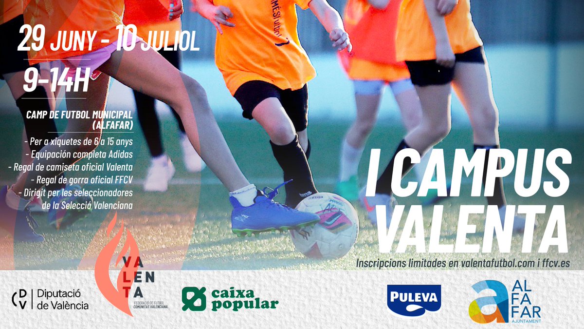 FFCV_info's tweet photo. VALENTA |

✨Ja està ací la GRAN notícia✨

𝙇𝙖 𝙁𝙁𝘾𝙑 𝙡𝙖𝙣𝙯𝙖 𝙚𝙡 𝙄 𝘾𝙖𝙢𝙥𝙪𝙨 𝙑𝙖𝙡𝙚𝙣𝙩𝙖 𝟮𝟬𝟮𝟲 𝙚𝙣 𝘼𝙡𝙛𝙖𝙛𝙖𝙧 🙋‍♀️

🥳👇🏻Inscriu-te ací, les places són limitades! 

🔗 https://t.co/wIbB7327IB

#somValenta🙋‍♀️ #somFutbol https://t.co/oAhpAmvQoV
