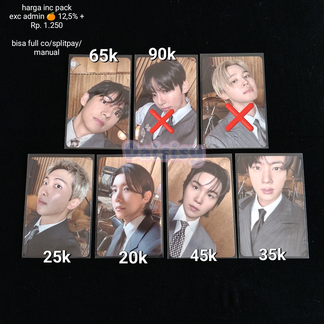 daisisybackup's tweet photo. wts want to sell
official photocard bts arirang living legend

no keep
‼️ not for sensitive buyer
📍bandung

💌 dm for condi &amp; order

t. bangtan rm namjoon seokjin suga yoongi jhope v taehyung https://t.co/4drrb62S1q