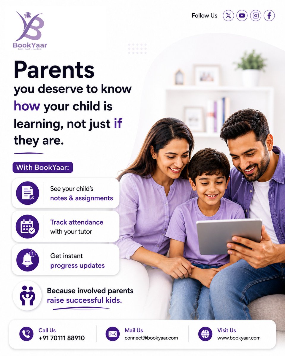 bookyaar's tweet photo. ❓ Do you actually know what your child did in today's tuition session?

Most parents find out weeks later — when it's already too late.

With #BookYaar, you don't wait. You see their notes, #assignments, and attendance in real time.

Visit - https://t.co/RSed4o1VO8 https://t.co/wo58onEOUz