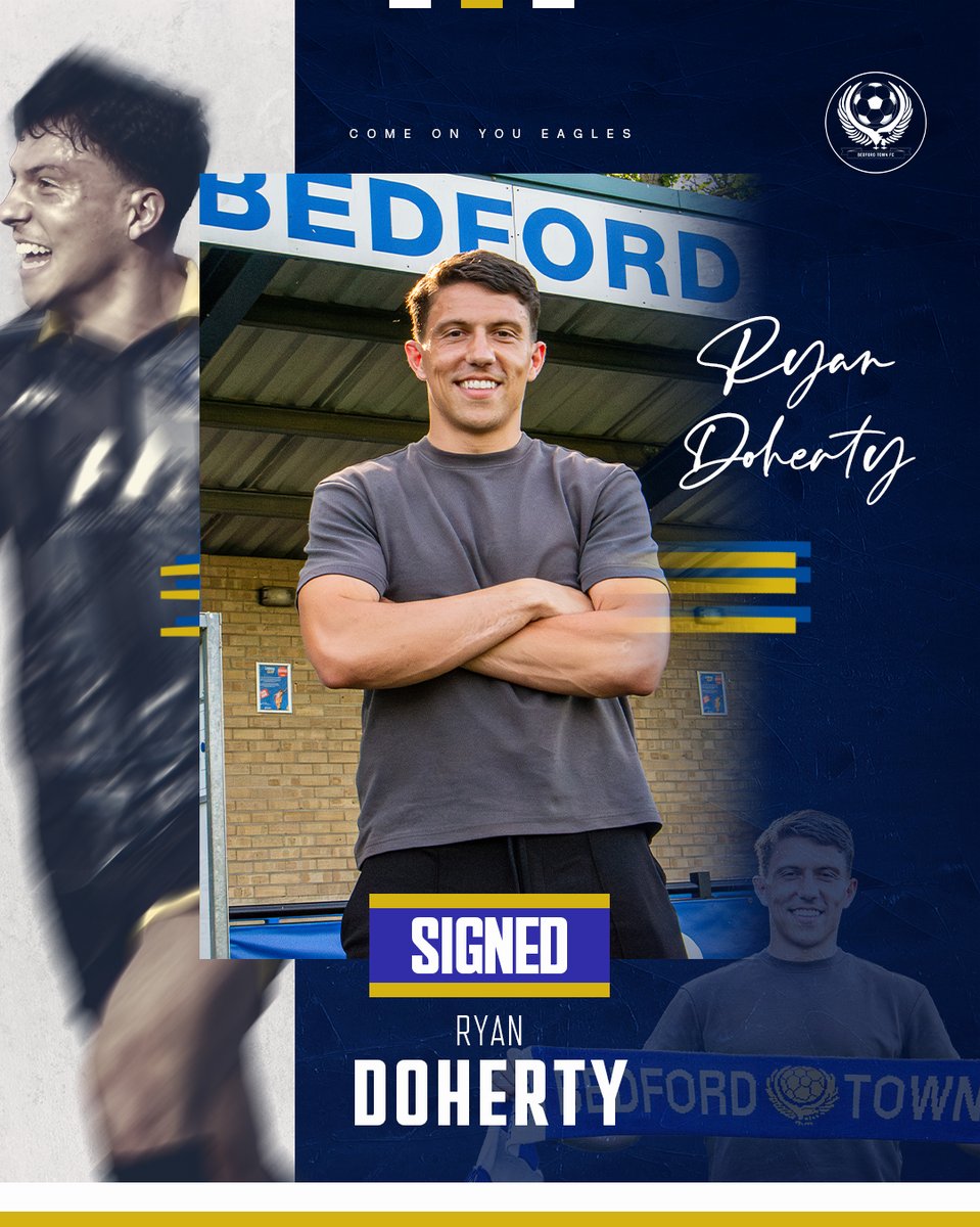 BedfordTown's tweet photo. 𝗗𝗢𝗖𝗞𝗘𝗥𝗦 𝗦𝗧𝗔𝗬𝗦 💙

We’re delighted to confirm that player's player of the year - Ryan Doherty - has signed for the 2026/27 season ✍️

Great news to keep Dockers at The Eyrie 💪

#COYE https://t.co/BDzhZl5MDk