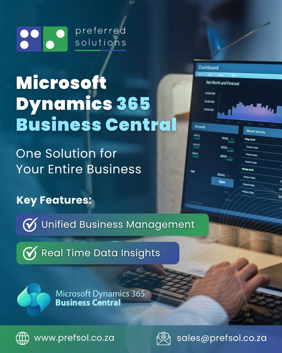prefsolutions's tweet photo. Connect your finance, sales and operations in one place. 🚀 Microsoft Business Central provides the real time insights you need to scale with confidence. See how it works: 🔗 https://t.co/akBBgl0l20 
#MSDyn365BC #BusinessCentral #PreferredSolutions https://t.co/XEGEdI6dAV
