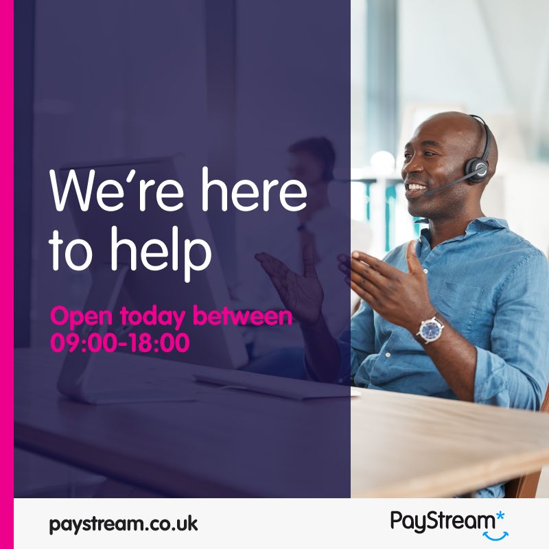 PayStreamLtd's tweet photo. Our offices are open as usual following the bank holiday weekend.

Contact us between 9am-6pm.

☎️ 0161 929 6000
🌐 https://t.co/ReTCVfbeJM https://t.co/W1K7ICEKY0