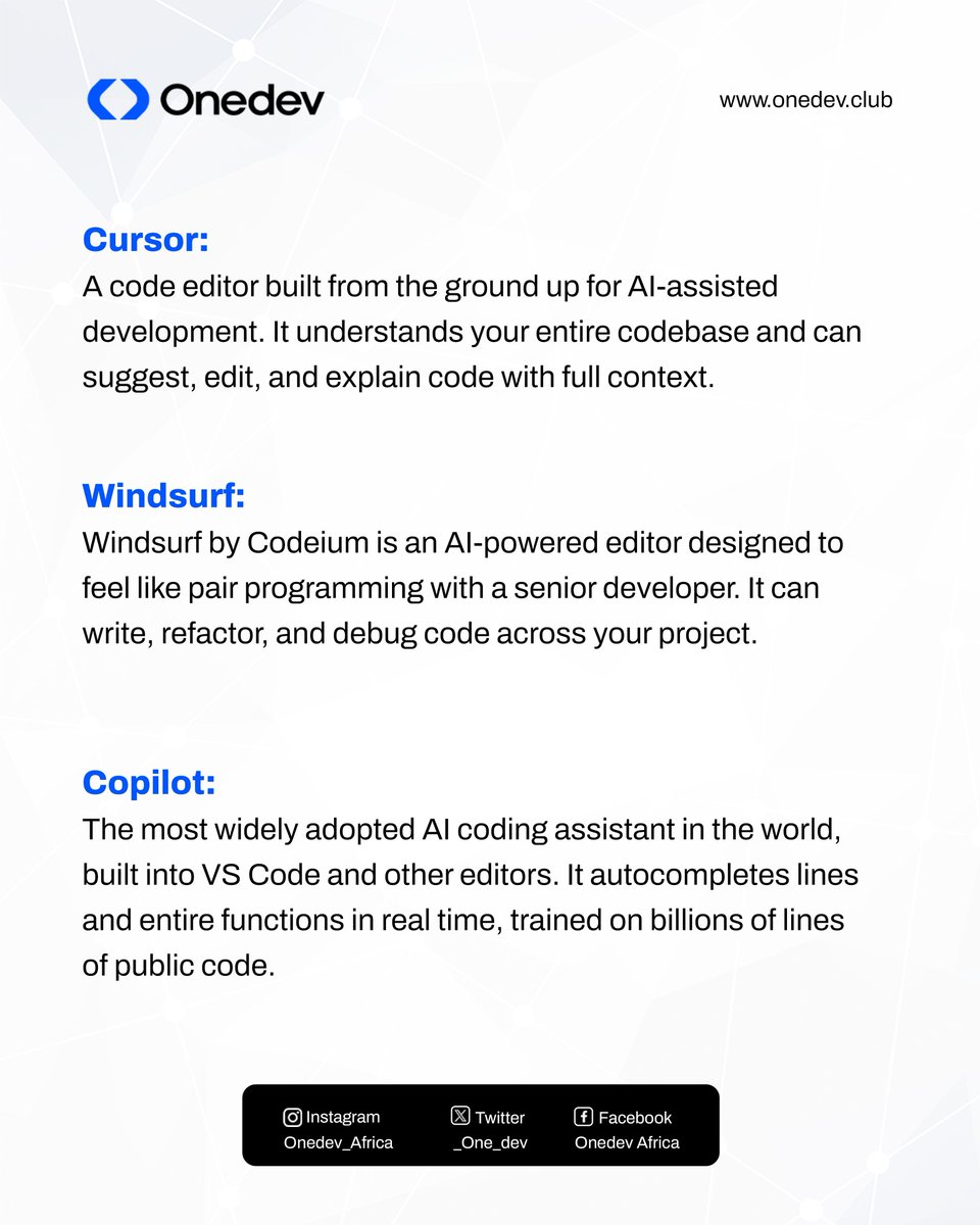 _one_dev's tweet photo. The AI coding tools every developer should know in 2026:

Save this for reference and share it with a developer who needs to know. 📌 https://t.co/v8stCC5Jdw