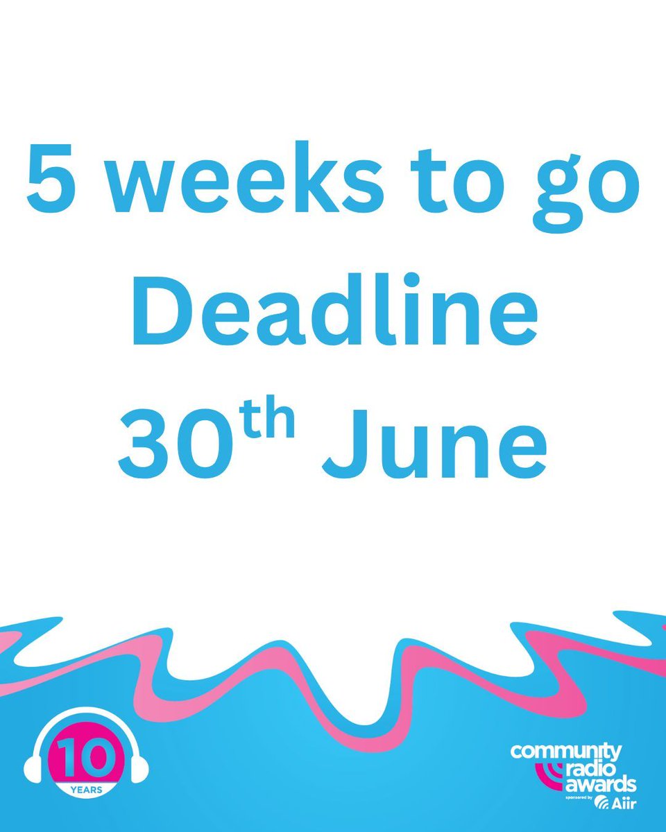 CommRadioAwards's tweet photo. 5 Weeks to go until the close of the 2026 Community Radio Awards https://t.co/aFOdpQ8HjG
