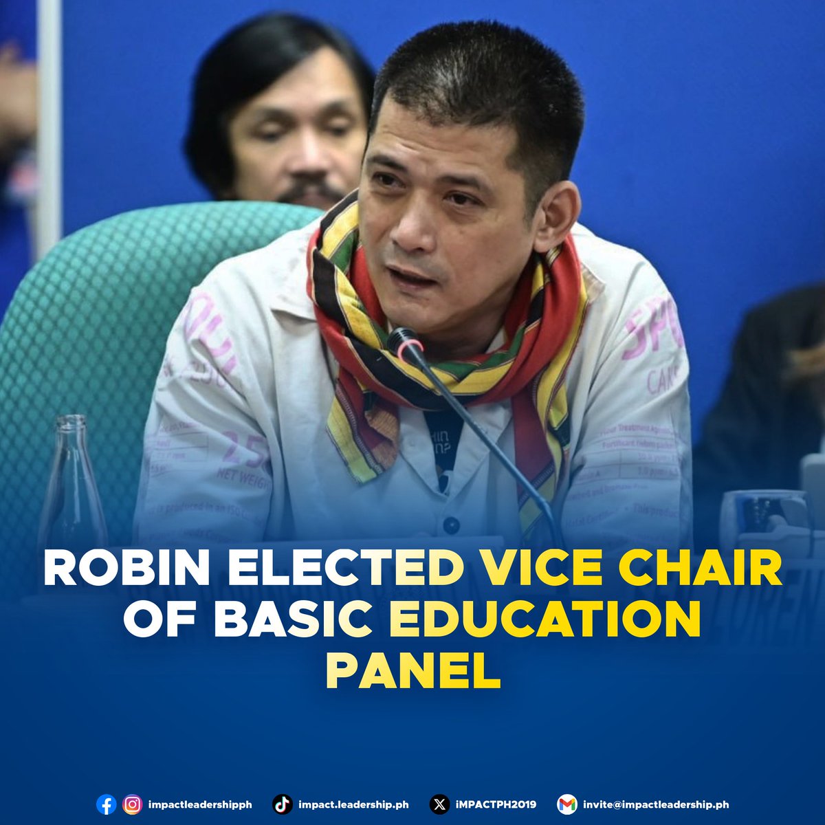 iMPACTPH2019's tweet photo. ROBIN ELECTED VICE CHAIR OF BASIC EDUCATION PANEL

The new Senate leadership elected Sen. Robinhood Padilla as vice chairperson of the Committee on Basic Education, alongside other committee assignments across key education and public order panels.

https://t.co/hCl8UtIjPN https://t.co/jHIYDpZ8uf