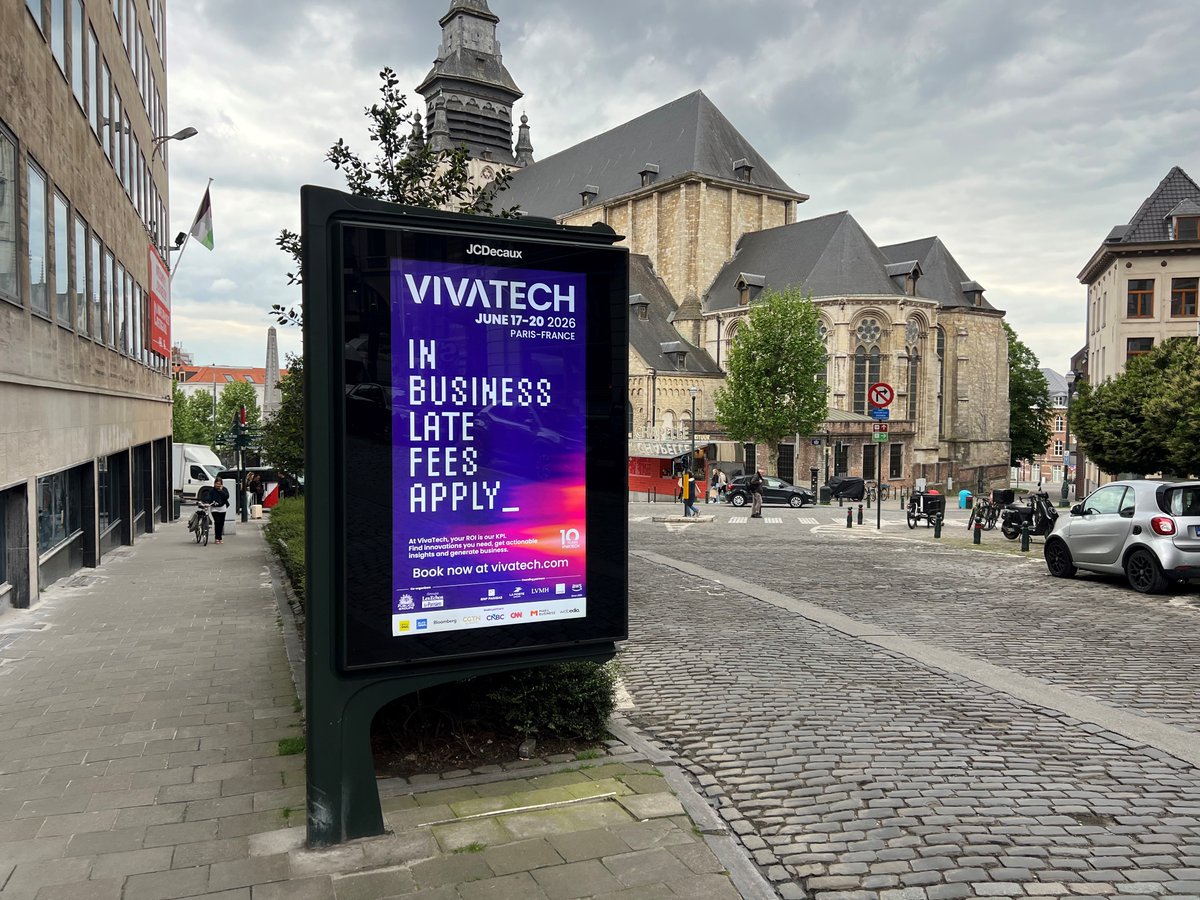 VivaTech's tweet photo. #VivaTech 2026 is showing up. Everywhere 🌍
Spotted in 🇧🇪🇩🇪🇮🇪🇳🇱… Europe's biggest startup &amp; tech event is making some noise!
Swipe to spot us near you!
📅  June 17-20. Get your pass! 👇
https://t.co/vcFh1vg54f
📸: @JCDecauxGlobal https://t.co/wplyBpFMSv