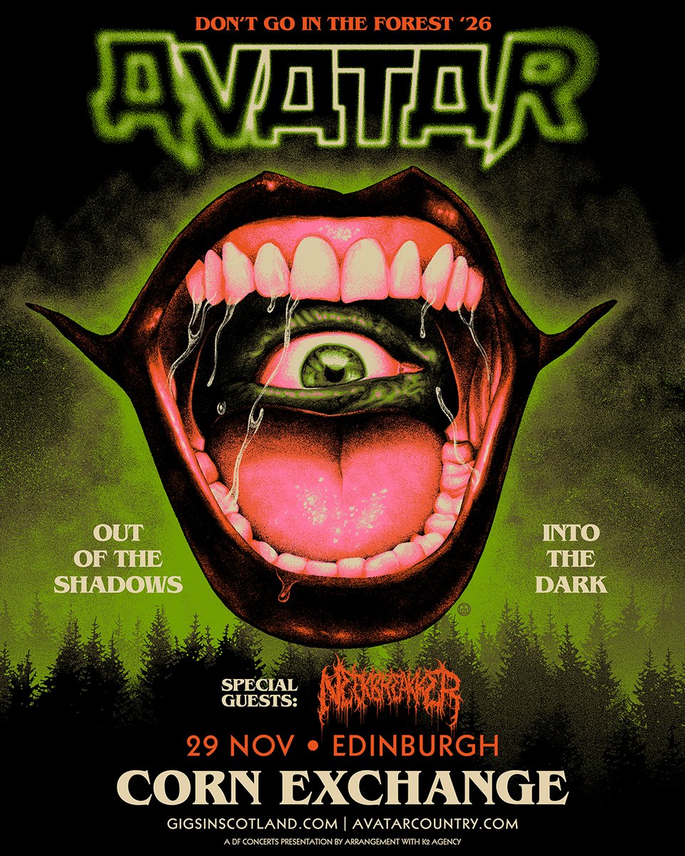EdinburghCornEx's tweet photo. Avatar are coming to #EdinburghCornExchange with the 'Don't go in the Forest '26 tour!'

Tickets go on sale NOW-https://t.co/wLCp6hF3WC https://t.co/DgfR5dclI7