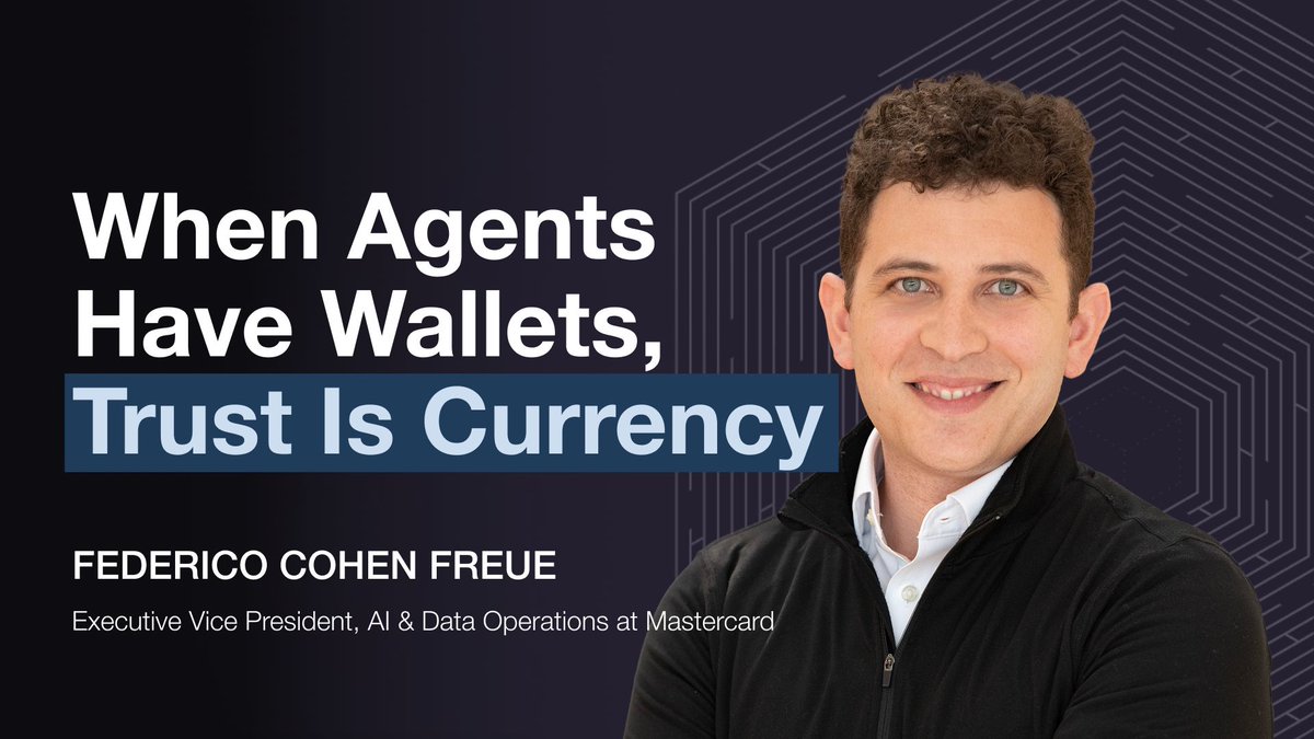 OneReach's tweet photo. When agents have wallets, trust is currency.

Federico Cohen Freue, @Mastercard’s EVP of #AI &amp; Data Ops, on reliable agent orchestration, #GPS for expertise, and the cultural transformation enterprises skip.

New episode: https://t.co/hSMFixBoFj 

#AIAgents #TechPodcast https://t.co/Vvz6BNW86K