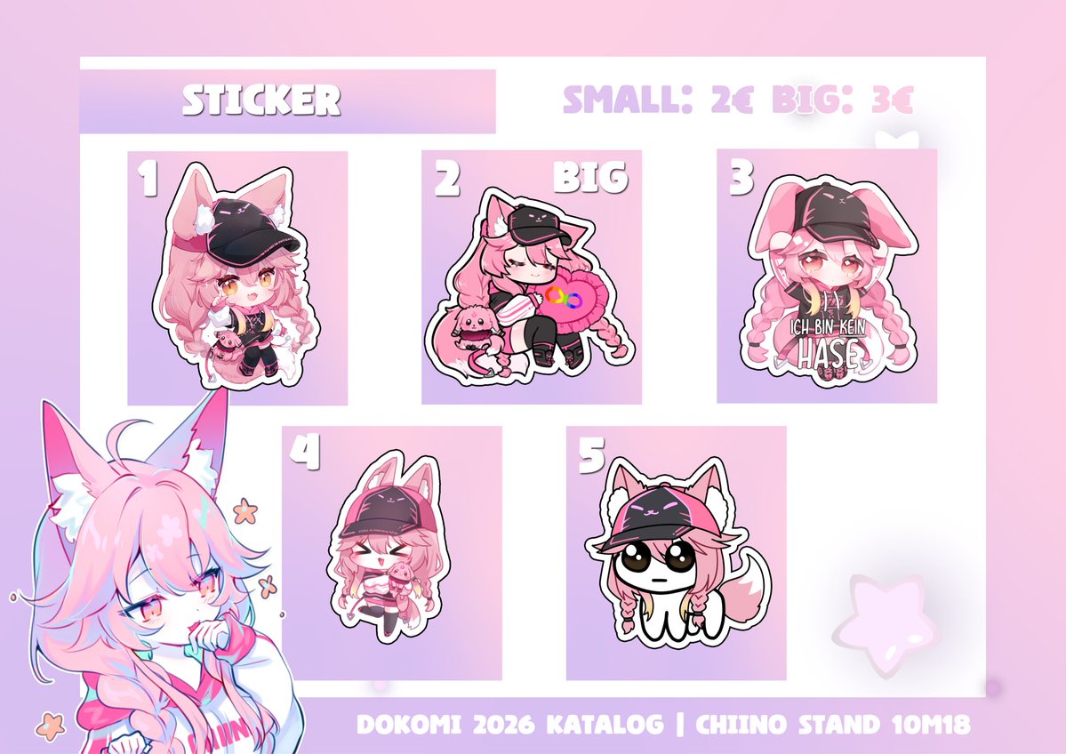 ChiinoVT's tweet photo. ✨ Dokomi Merch Katalog ✨

Damit ihr schon vorher stöbern könnt owo 💖
Ihr findet mich auf der Dokomi in Halle 10 • Stand M18!

Welchen Merch werdet ihr euch holen? :3

#dokomi2026 1/2 https://t.co/EDO8YX2Oko