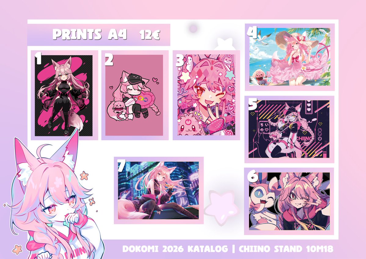 ChiinoVT's tweet photo. ✨ Dokomi Merch Katalog ✨

Damit ihr schon vorher stöbern könnt owo 💖
Ihr findet mich auf der Dokomi in Halle 10 • Stand M18!

Welchen Merch werdet ihr euch holen? :3

#dokomi2026 1/2 https://t.co/EDO8YX2Oko