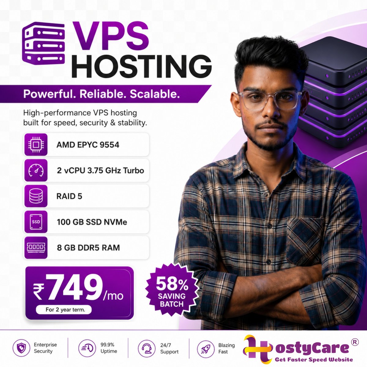 hostycare's tweet photo. 🚀 Power up your online presence with HostyCare VPS Hosting!

💜 Starting at just ₹749/month
🔥 58% Savings
🛡️ 99.9% Uptime
📞 24/7 Expert Support

Visit Now: https://t.co/AvLYa6Skpu
Call Now: +91-8400888959

#HostyCare #VPSHosting #LinuxVPS #CloudHosting #WebHosting #ManagedVPS https://t.co/qLccQMeERd