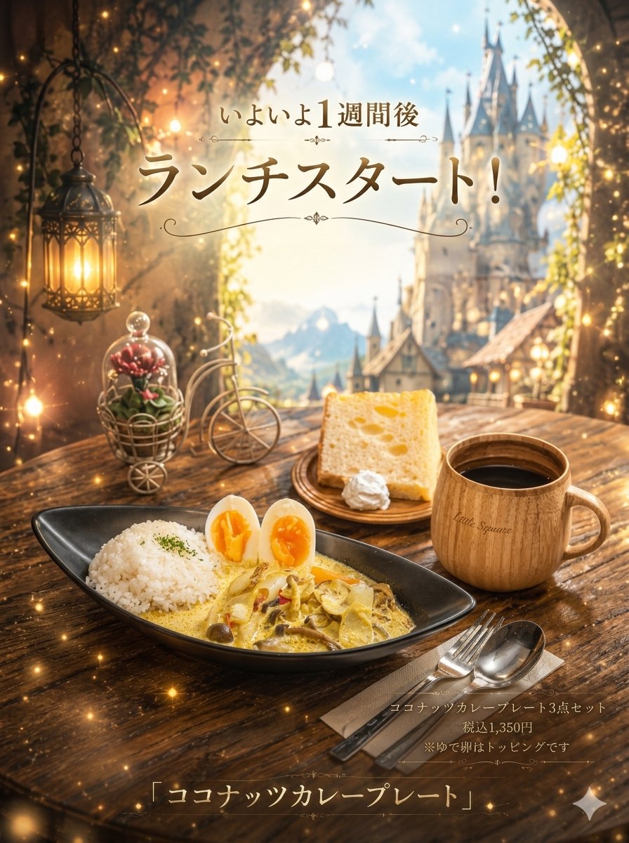 LITTLESQUARE99's tweet photo. いよいよ来週からランチ開始です。
移転前もたくさんの方に大変喜ばれたメニュー📖
原材料の高騰でお値段調整にはなりましたが、ドリンクもお任せケーキもつきますのでお腹いっぱいお召し上がりいただけます💕
当日作った分がなくなり次第終了となりますm(__)m
#カフェランチ #littlesquare #curry https://t.co/KYfmHPloeO