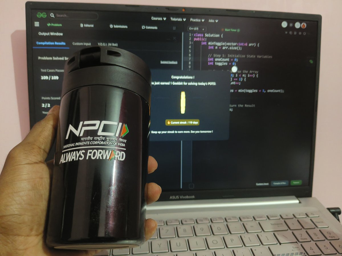 PankajB42550's tweet photo. 🏆 60 Days Done #geekstreak60

✅ 60 days.✅
✅ Consistent problem solving.✅
✅ Reward unlocked. 🎁

Finally received the reward for the #POTDChallenge powered by @NPCI_NPCI! 🎉

Big thanks to @geeksforgeeks for keeping the momentum going. 🚀

#AlwaysForward #NPCI #CodingJourney https://t.co/Huq50vWH8W