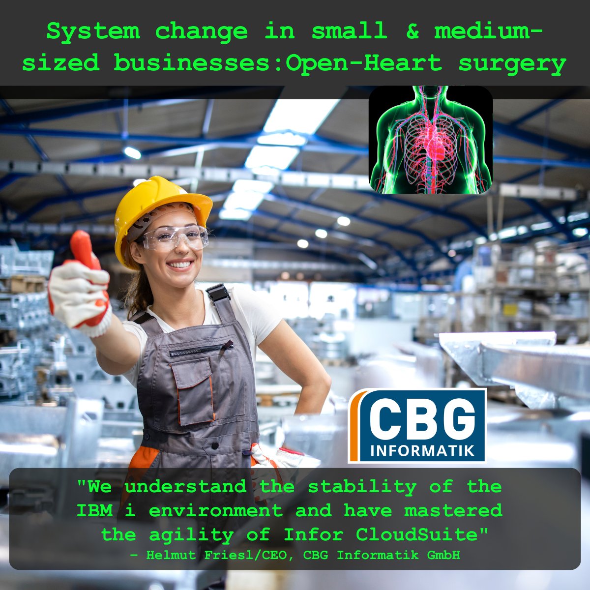 CBG_Informatik's tweet photo. Software migration in SMEs: IT project or matter of survival? We speak both languages: IBM i stability &amp; Infor CloudSuite agility. Protect your investments and secure your future.
Ready for a 15-min check?
#SME #CloudMigration #Manufacturing #ITPartner https://t.co/Ci2OTucPhm