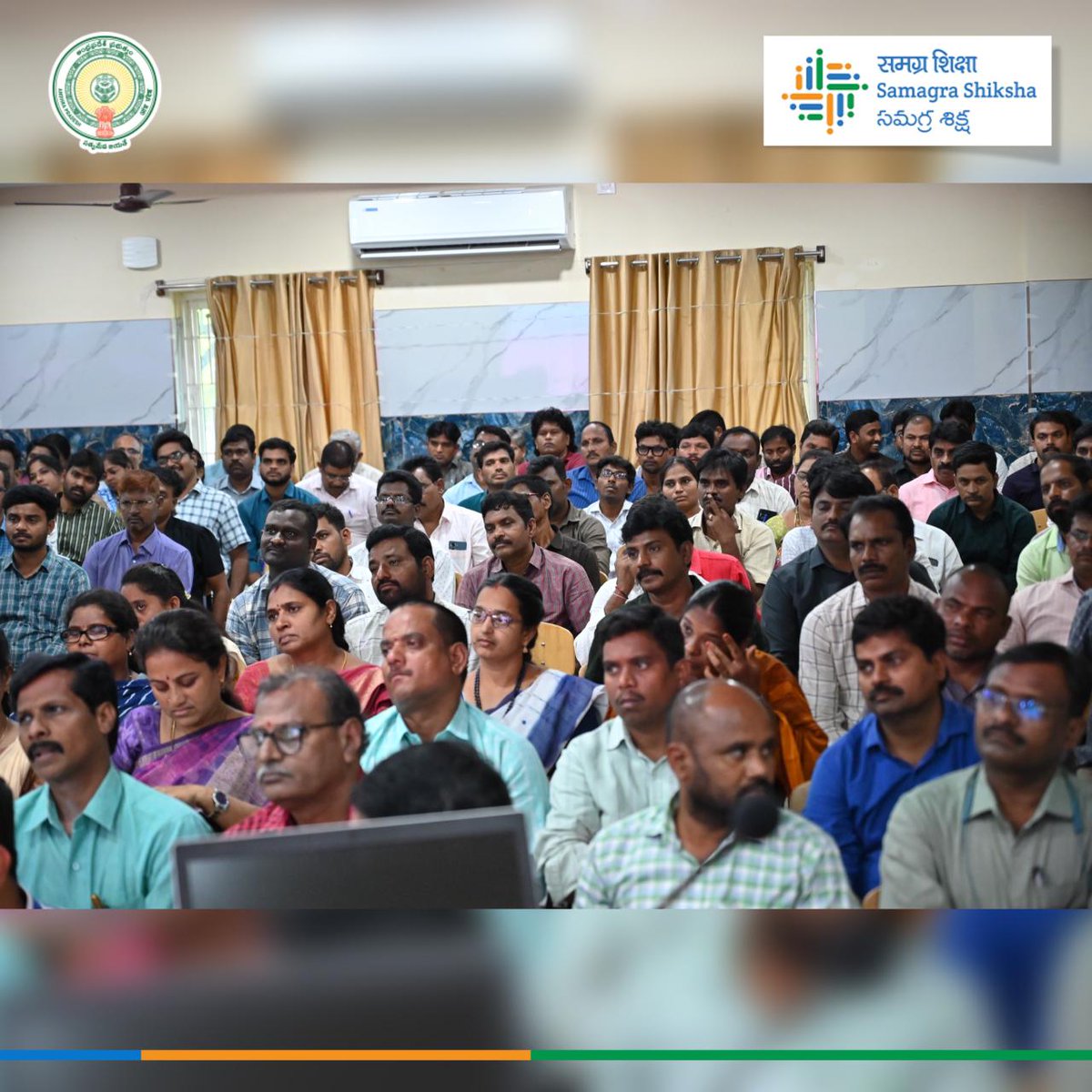 SamagraAP's tweet photo. Its a great wrap to an inspiring training✨🥳
.
The last day if the training was graced by the SCERT Director Sri Krishna Reddy & SAMO AD Sri Nageswara Rao applauded the KRPs for their energy and commitment to transforming classrooms. 
.
To all the teachers & KRPs who joined: How was your experience? Share one moment or learning that inspired you the most in the comments 😍
👇
.
@EduMinOfIndia @csegoap @ncert @WorldBankGroup 
#FLN #SALTInitiative #SamagraShikshaAP #TeacherTraining #GnanaPrakash #AndhraPradesh #FoundationalLearn