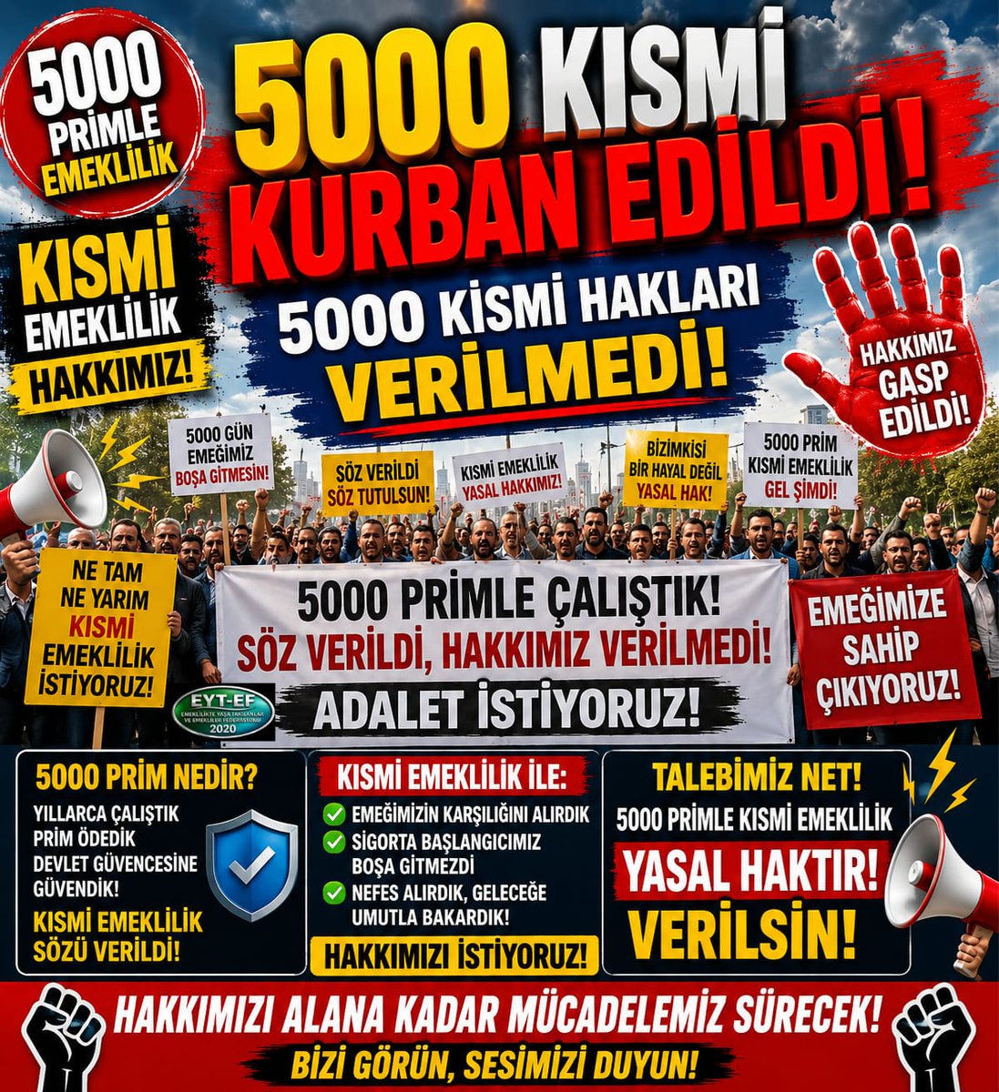 EYTLEVENTATACA1's tweet photo. #EYT li 5000 Kısmi
#Emekli olmak yerine
Adaletsizliğe
Eşitsizliğe
Siyasi tercihlere kurban edildi
Bayramı
Bayram gibi yaşatmayan
Mazluma hakkını vermeyip
Sefalete düşürenler UTANSIN!
#5000KısmiKurbanEdildi
#EmeklileriKurbanEttiler
@isikhanvedat Ekime Özgür Özel
Kemal Kılıçdaroğlu https://t.co/66LbDb207h