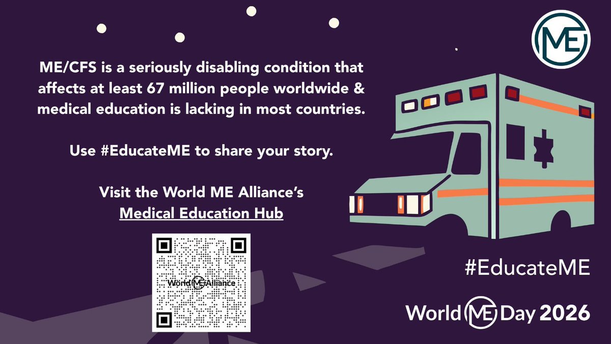 WorldMEAlliance's tweet photo. ME/CFS is a seriously disabling condition impacting at least 67 million people.
Medical education is lacking in most countries.
Patients are denied the care they deserve.
Consequences are significant.
Share your story and the World ME Alliance's Medical Education Hub #EducateME https://t.co/T2EUO7sxeJ
