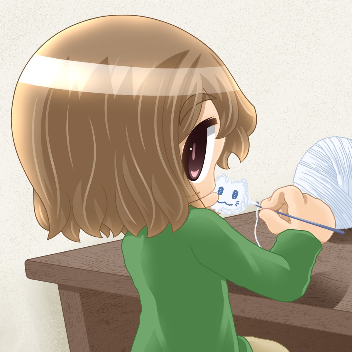 MocchiMaaru's tweet photo. 編み物をする女の子✨☺️🐱🧶✨ https://t.co/YyzIOmPfM2