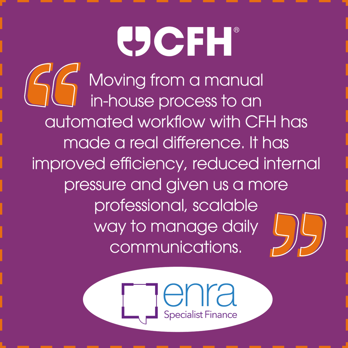 CFH_Docmail's tweet photo. From time-consuming manual processes to fully managed communications. 🚀

CFH helped Enra Specialist Finance streamline thousands of monthly customer communications with secure automation, same-day dispatch and improved reporting.

Find out how, in our case study: https://t.co/rKEB2N0Cat

#CaseStudy #Finance #CFH