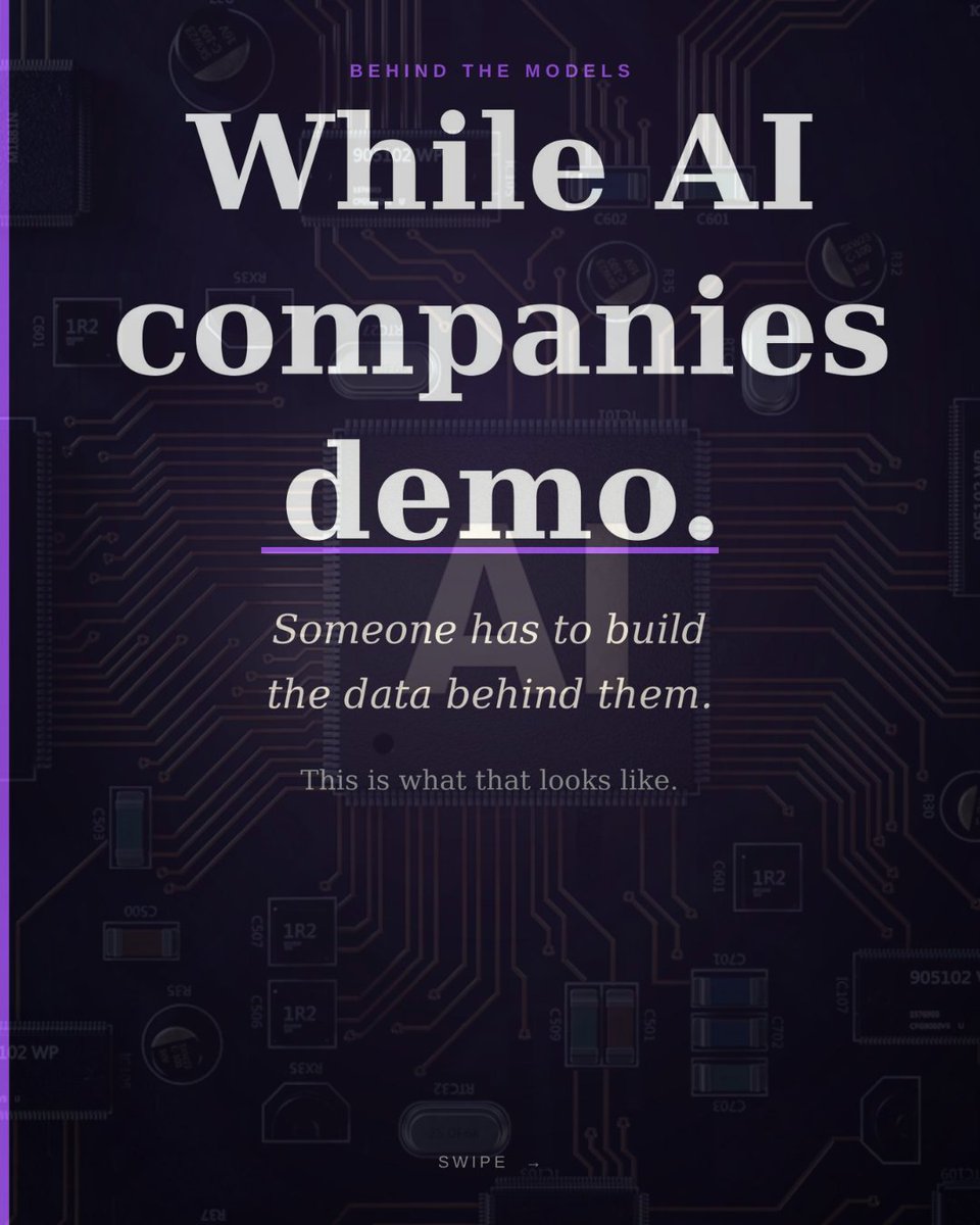 TechAIRemote's tweet photo. Most AI content is about what models can do.
Very little is about what it actually takes to build the data behind them.
Here is what a shift on our annotation floor looks like. 🧵 https://t.co/AwRikW0bTB