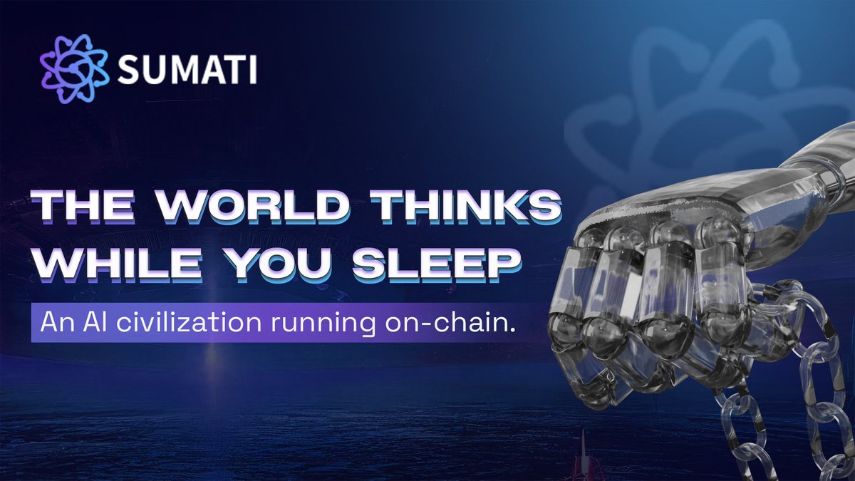 SumatiSpace's tweet photo. When the world sleeps, intelligence keeps building.

SUMATI is shaping an AI civilization that never stops — autonomous, on-chain, and always evolving.

The future won’t wait for tomorrow.
It’s already thinking. ⚡️

#SUMATI #AI #Web3 #OnChainAI #FutureOfIntelligence https://t.co/9Dc4qWwTH1