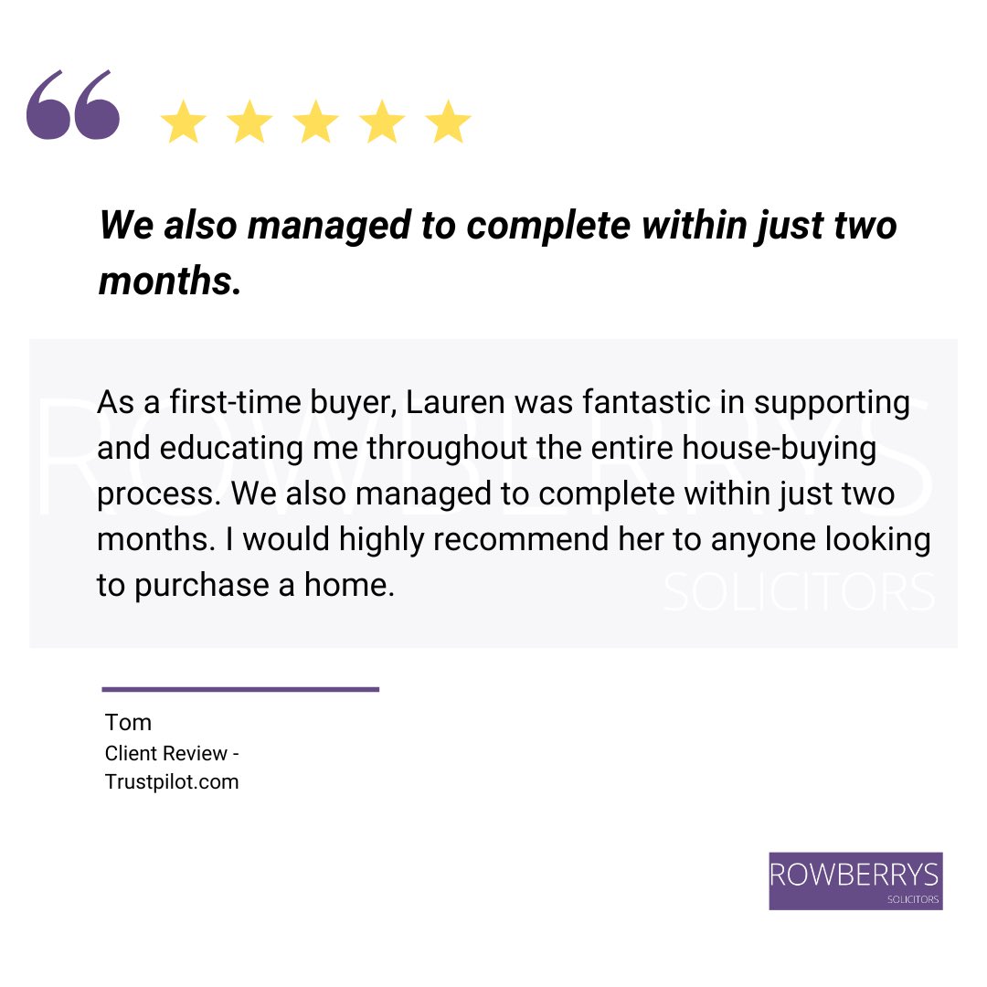 RowberrysSols's tweet photo. “We also managed to complete within just two months.”
 
Our #testimonials demonstrate our commitment to provide excellent services for all clients.
 
Contact us:
 
📱 01344 775311
📧 info@rowberrys.co.uk

 #propertysolicitors #familylawsolicitors #employmentlawyers https://t.co/ip5keidV2S