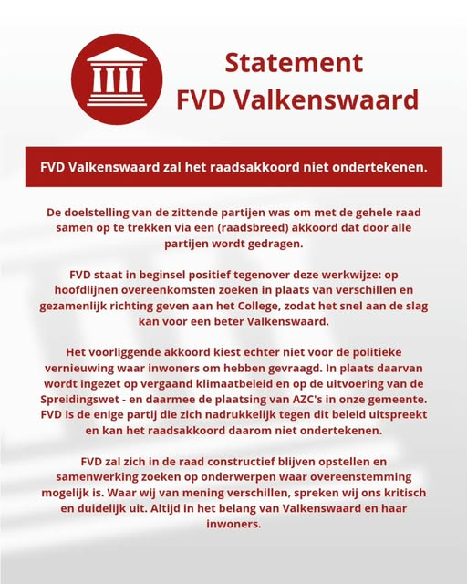 dendolly1's tweet photo. Statement van FVD Valkenswaard over het raadsakkoord.
#Valkenswaard #FVD #Raadsakkoord https://t.co/CJVyssdNHX