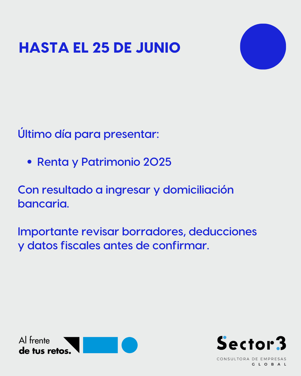 Sector3SAP's tweet photo. Retenciones, modelos de IVA, impuestos especiales, declaraciones informativas y, especialmente, la campaña de Renta y Patrimonio 2025 marcan un calendario que conviene revisar con antelación para evitar errores, incidencias o presentaciones fuera de plazo. https://t.co/2p0cMblLkx