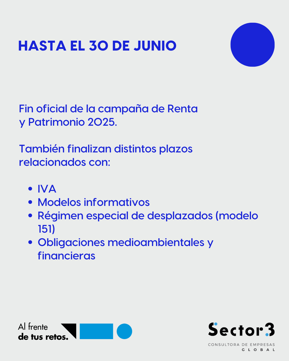Sector3SAP's tweet photo. Retenciones, modelos de IVA, impuestos especiales, declaraciones informativas y, especialmente, la campaña de Renta y Patrimonio 2025 marcan un calendario que conviene revisar con antelación para evitar errores, incidencias o presentaciones fuera de plazo. https://t.co/2p0cMblLkx