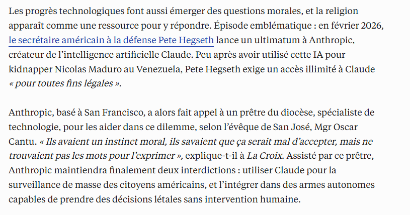 koztoujours's tweet photo. L'implication directe d'un prêtre du diocèse de San Francisco a aidé Anthropic à résister aux exigences de Pete Hegseth https://t.co/2EYs32NhbR