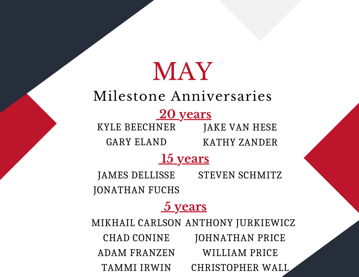 LEJonesCompany's tweet photo. Join @LEJonesCompany in celebrating our employees reaching milestone anniversaries during the month of May! Thank you for your hard work, dedication, and commitment to serving our customers every day. #LEJones #1Family https://t.co/nfkTvdE4oR
