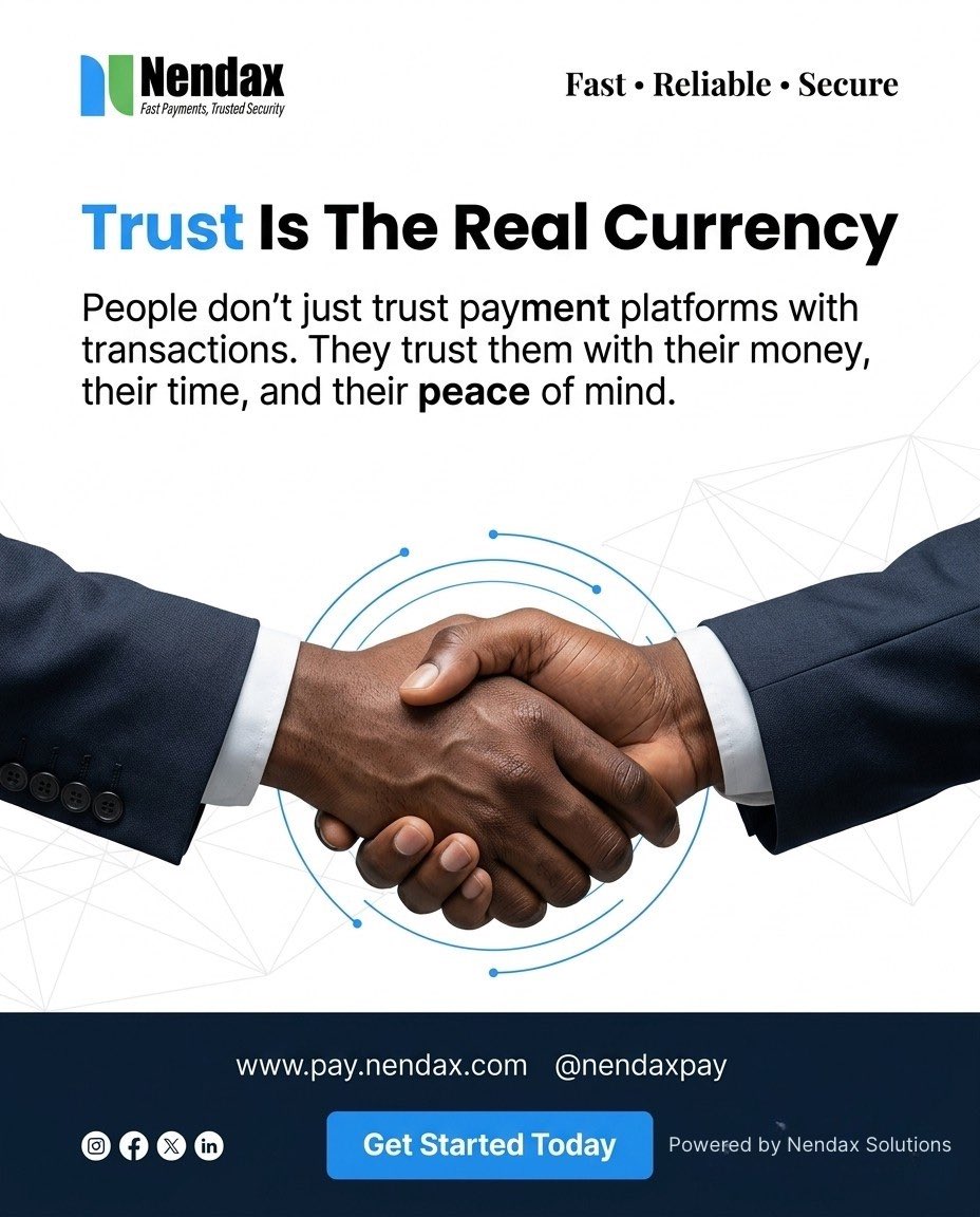 nendaxpay's tweet photo. Trust is the real currency.

Not just in payments.
In every transaction.

Fast. Reliable. Secure.

#NendaxPay #Fintech #Trust https://t.co/ajNFAnzMpI
