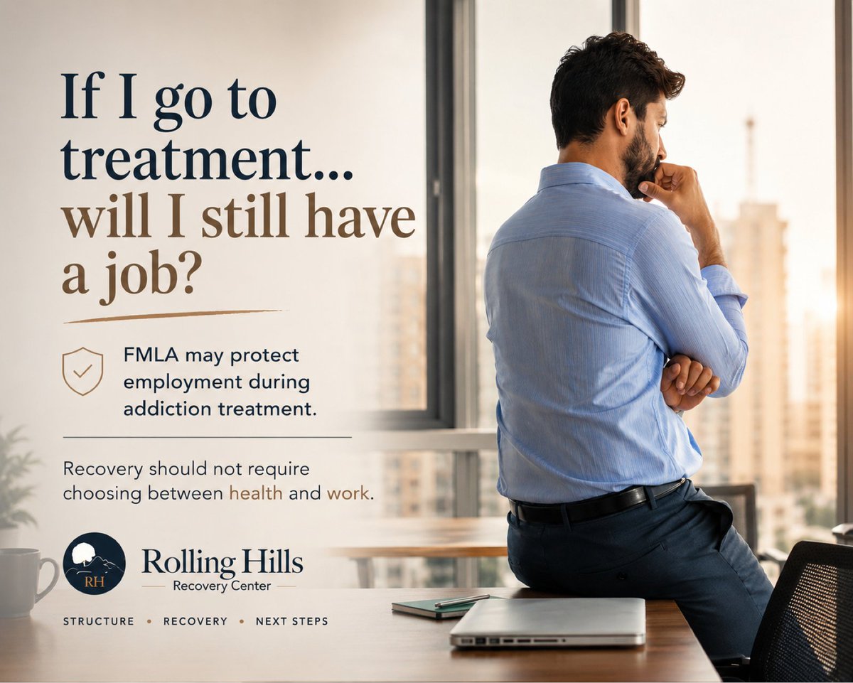rollinghillsrc's tweet photo. “If I go to addiction treatment, will I still have a job when I get back?”

FMLA may protect employment for addiction rehab. Health and work don’t have to compete. Confidential admissions: (973) 606-9170 https://t.co/7mfr6SAsVx

#DrugRehabNJ #AlcoholRehabNJ #NewJerseyRehab #FMLA https://t.co/3snMvT9AnM