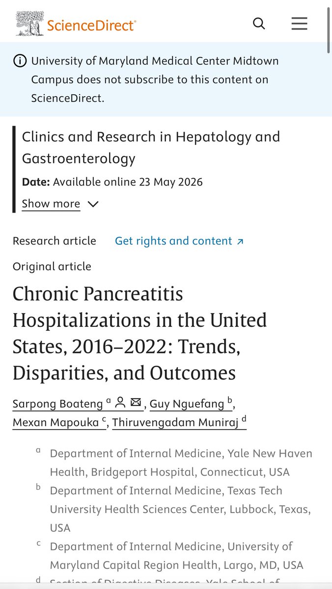 MapoukaMexan's tweet photo. Happy to share our newly published retrospective cohort study, in which we examined national trends in chronic pancreatitis hospitalizations across the United States over time!@SarpB44 
#GITweet @AmerGastroAssn @AmCollegeGastro 
#Pancreatitis #Pancreas https://t.co/MrQD3uqZlW