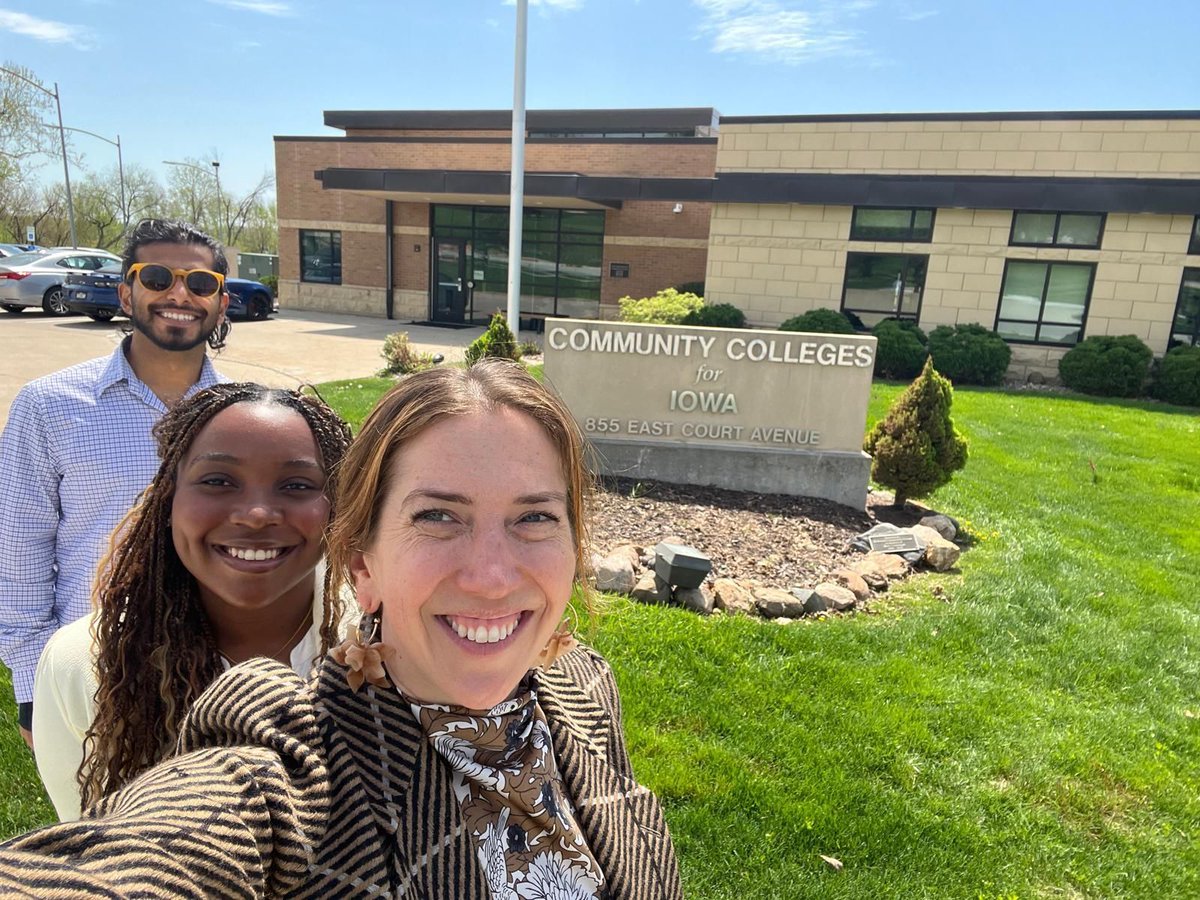 ResearchEdDC's tweet photo. On our trio to #Iowa, we stopped by the Community Colleges for Iowa office to attend their Community College Presidents’ monthly meeting. It was a great chance to discuss some of our upcoming projects that could benefit the #communitycollege landscape! https://t.co/m5L7F5Wtfa