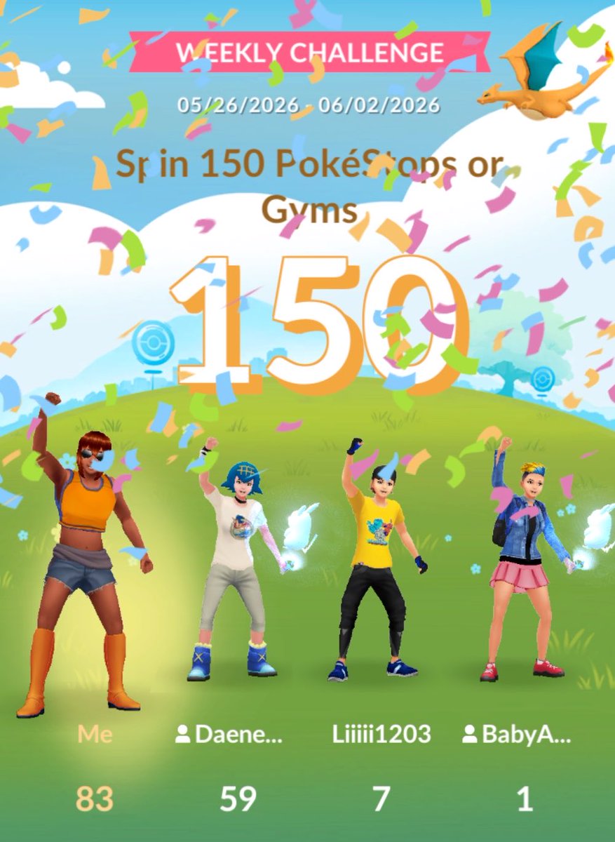 KamikeoPoGo's tweet photo. 🚨WEEKLY CHALLENGE🚨
“WE DID IT!” #RemoteFRIENDS
#Spin150Pokestops #WeeklyChallenge 🥳🥳🥳
... 👊🏾🐻 GRIND!
#OnlyMatterOfTime #PokemonGo #PokemonGoApp https://t.co/mII28i9KVG