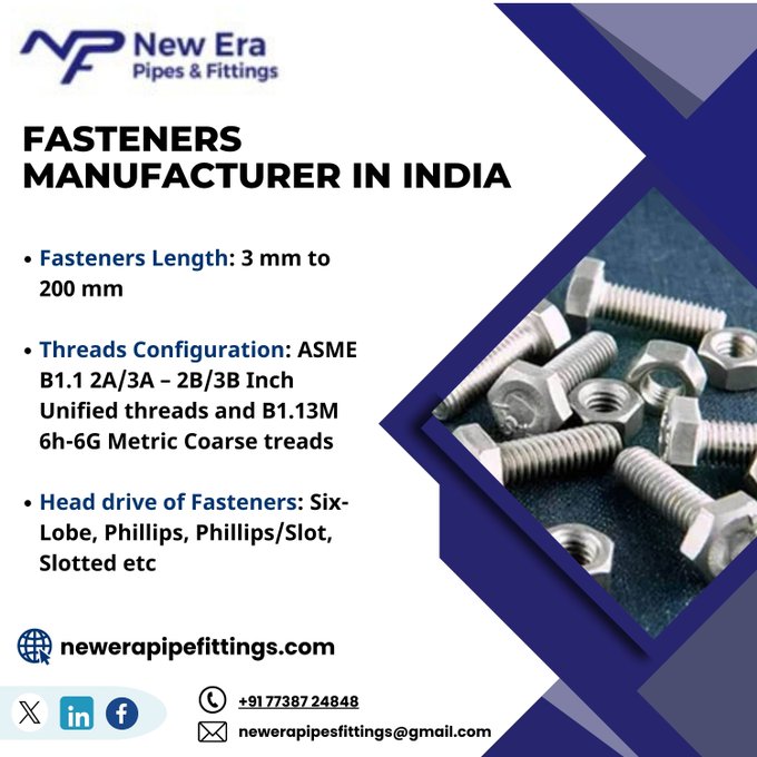 newerapipe's tweet photo. New Era Pipes &amp; Fittings  New Era Pipes &amp; Fittings is one of the largest Fasteners Manufacturers, Supplier, in India. Source: https://t.co/OTlfo6EZlp #FastenersManufacturerinIndia #FastenersManufacturer #Fasteners https://t.co/ccXmHPGw0F