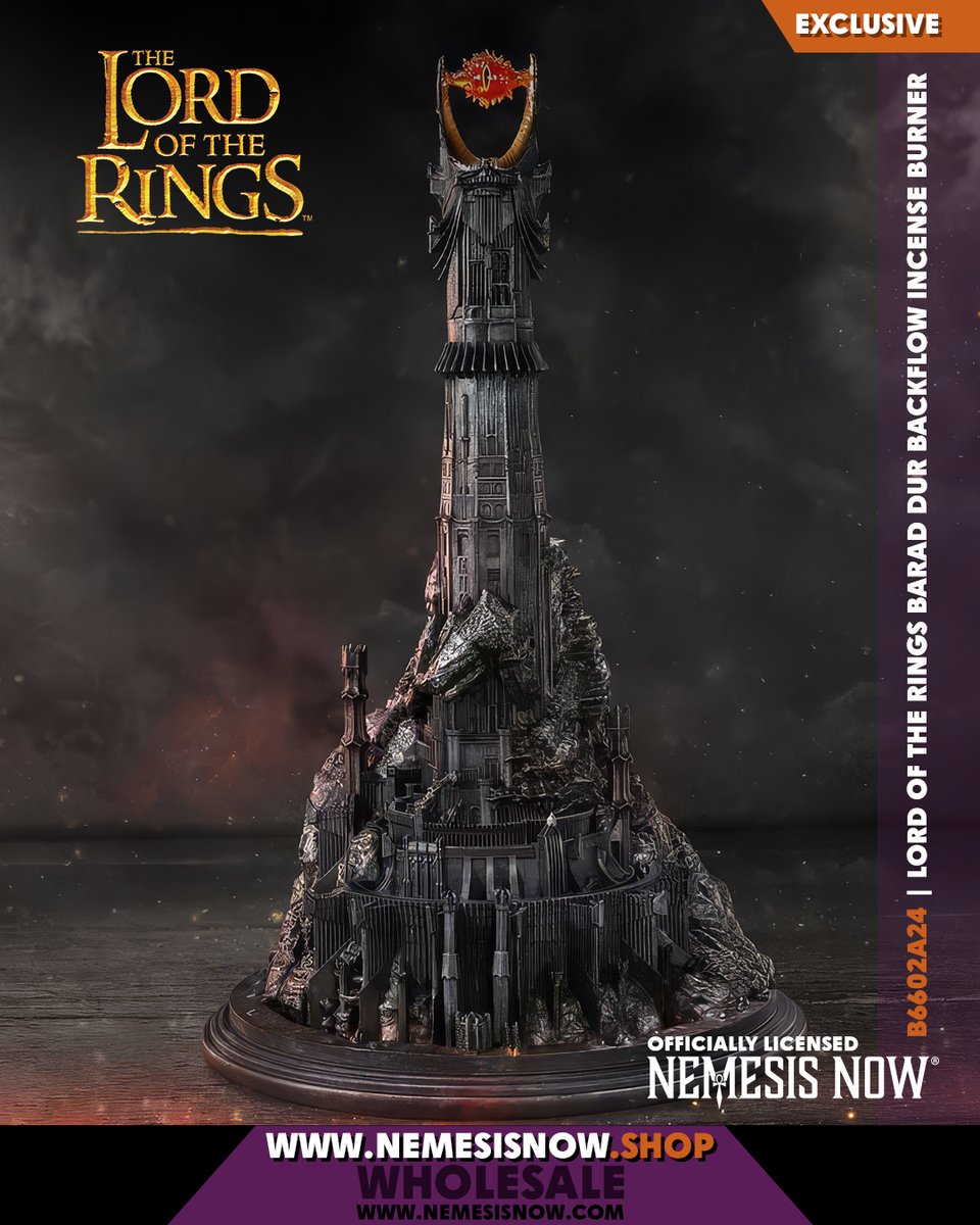NemesisNow's tweet photo. Smoke rising from Mordor… centrepiece statement or ultimate ambience piece? 🔥
This officially licensed Lord of the Rings™ Barad-dûr Backflow Incense Burner turns display into dark theatre.

#LordOfTheRings https://t.co/OD0u5fqEGv