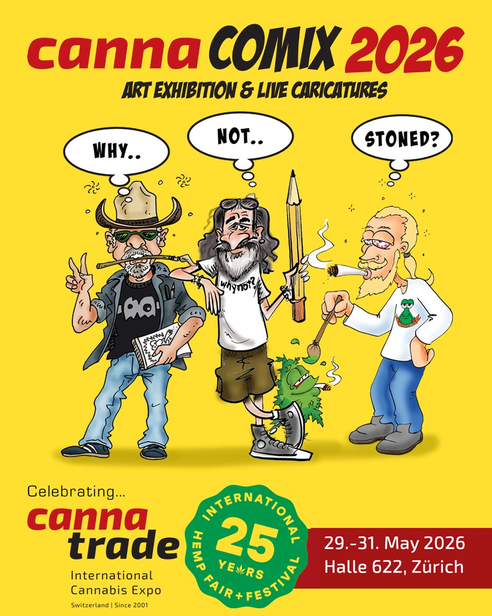 Stoned_Robots's tweet photo. CannaComix @ Cannatrade Zürich 29.-31. May 2026

  #ComicArt #CannabisCommunity #comics https://t.co/bi7o6JWpK1
