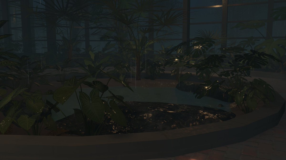 sierralima_vrc's tweet photo. 新しいワールド「GREEN FOG」をCommunity Labsに公開しました！
霧の立ち込める湿度の高い温室のワールドです。
QVペンは置いてありますが、ミラーやビデオプレイヤーはありません。（環境音用のVPのみ）
また、現状最適化不足によりGPUへの負荷が高めです。
ワールドのリンクはリプにおいておきます！ https://t.co/GAsy10qCL2