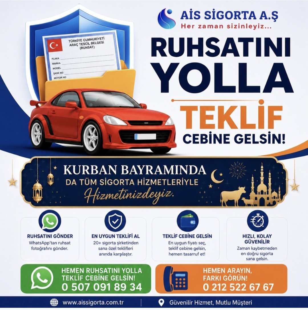 ece_sigorta's tweet photo. Kurban Bayramı’nın; sağlık, huzur, bereket ve mutluluk getirmesini dileriz. 🌙

İyi Bayramlar dileriz.

AİS Sigorta A.Ş.

https://t.co/atgXj0RDOo https://t.co/xcNRsZTGMx